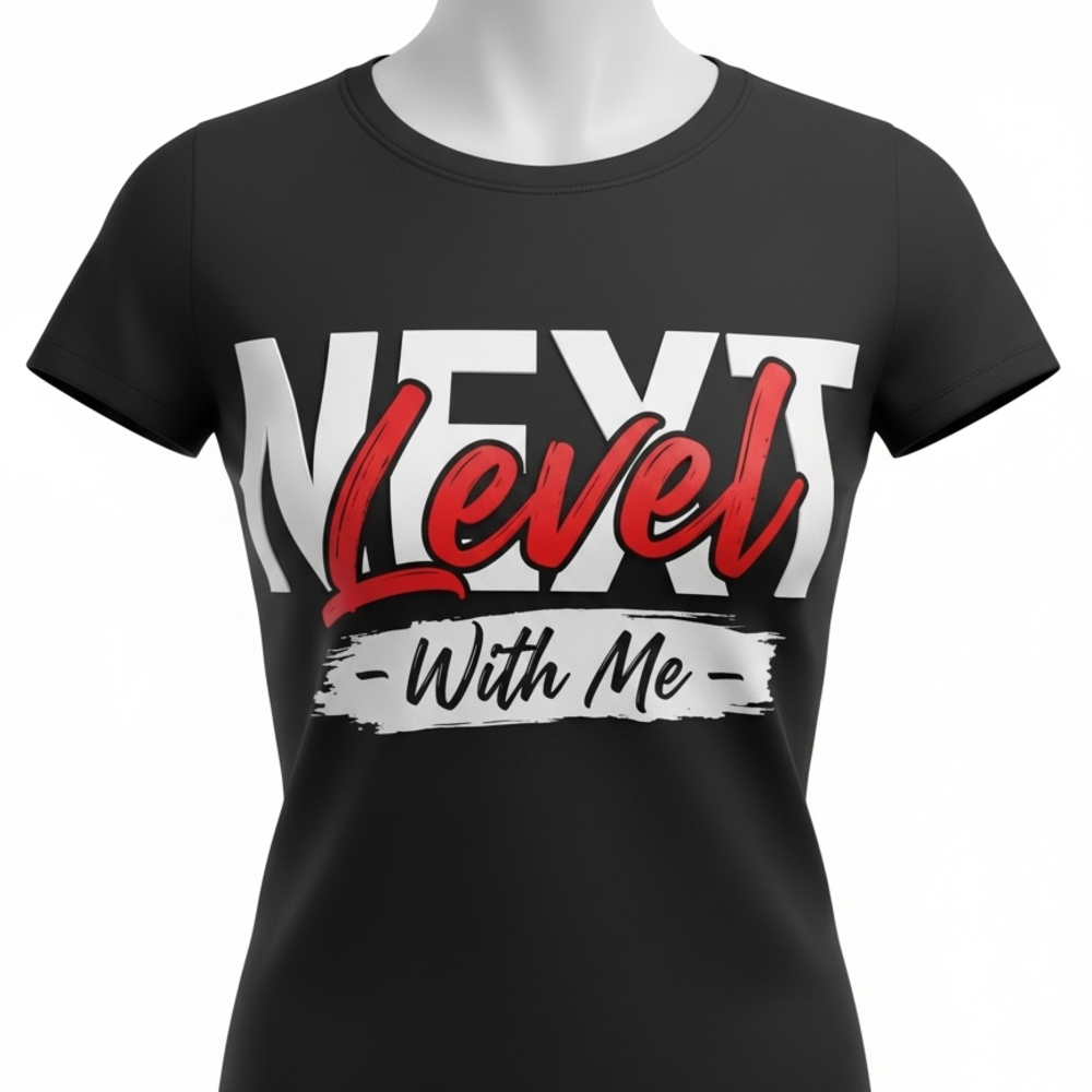 Gildan Black Tee with Red and White Graphic